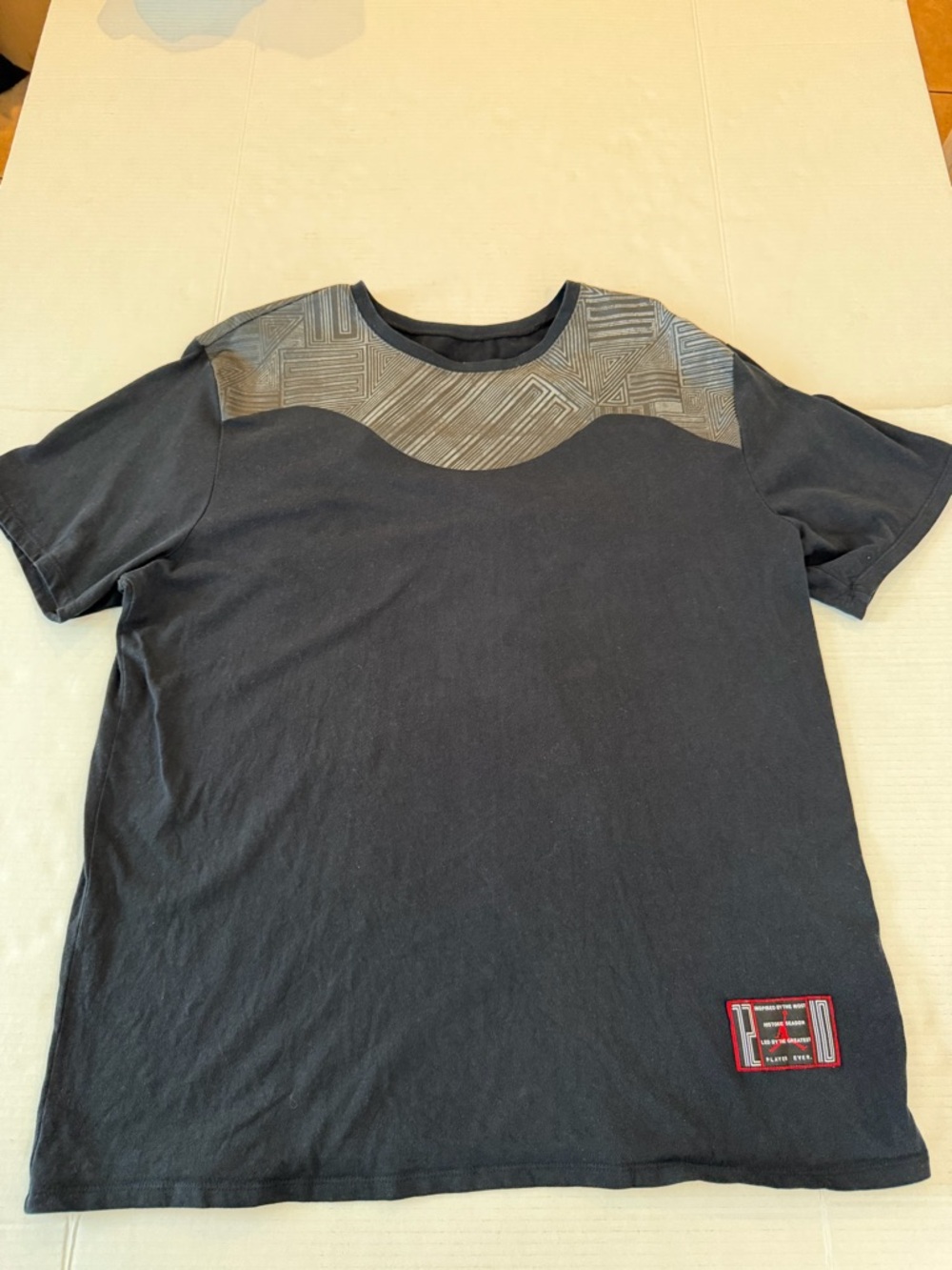 Jordan Black Short-Sleeve Tee with Gray Patterned Yoke